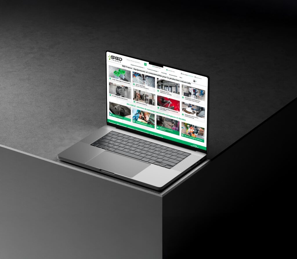 Mockup du nouveau site internet SGD France sur un PC Portable
